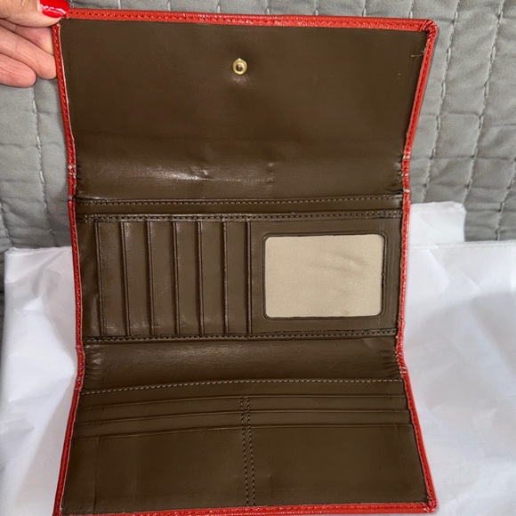 Coach Trifold Canvas & Leather Trim Signature Wallet w Snap Clousure & Checkbook - Picture 6 of 16